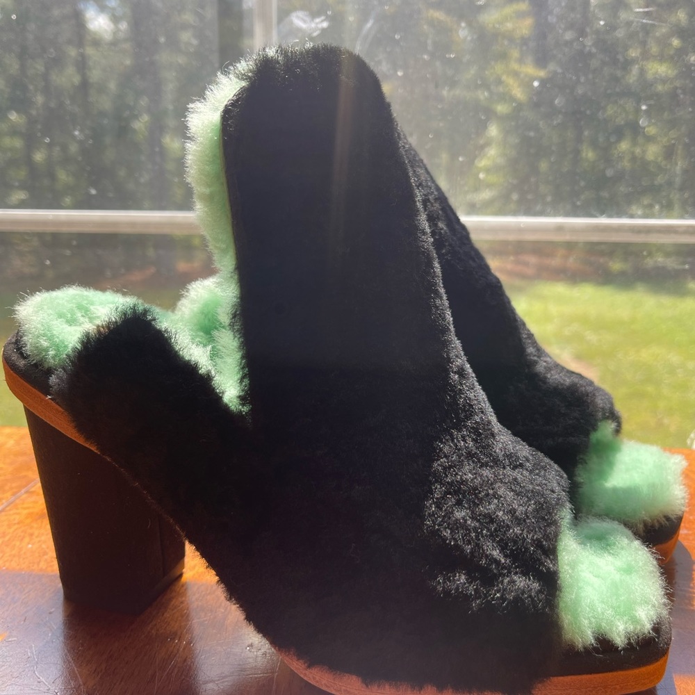 UGG x Eckhaus Latta Heels Open Toe Black Amethyst NEW  green mules lmtd edition